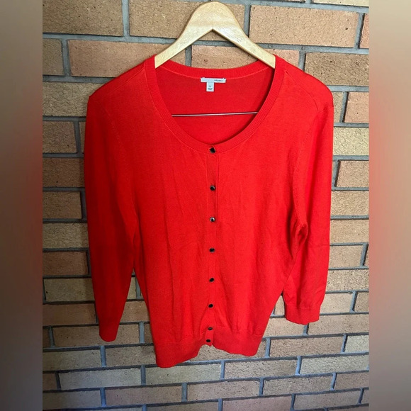 Halogen Size XL Scarlet Red Orange Cardigan Sweater Women Button Top - Picture 4 of 5